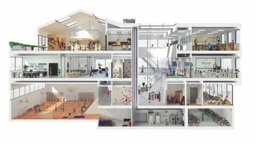 Saint-Gobain Solutions - przekrój budynku